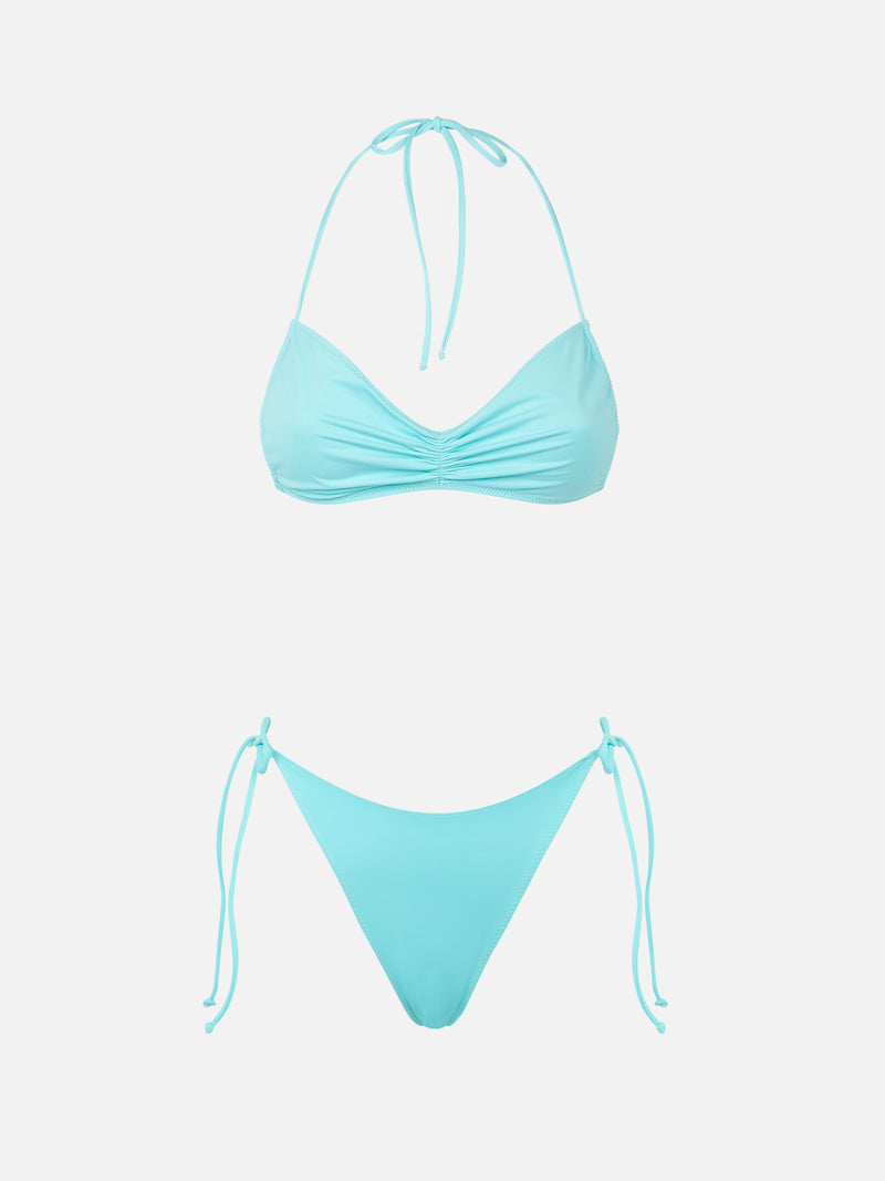 Wassergrüner Bandeau-Bikini für Damen