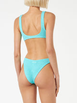 Bikini a bralette da donna verde acqua crinkle