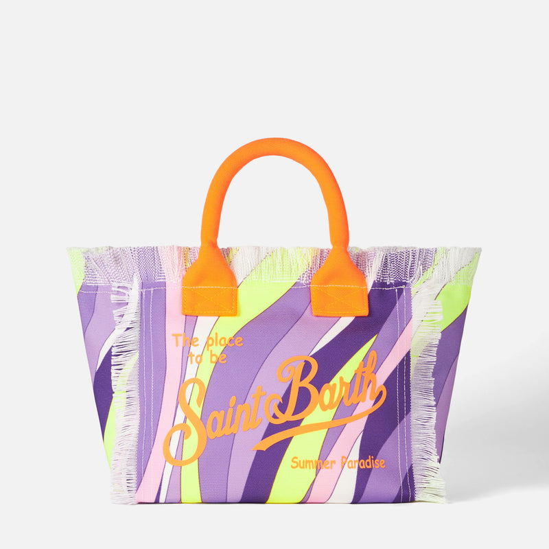 Mehrfarbige Colette-Handtasche aus Baumwollcanvas mit Wellendruck