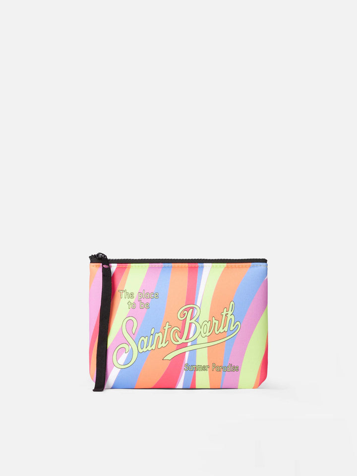 Pochette Aline in scuba con stampa onde multicolor