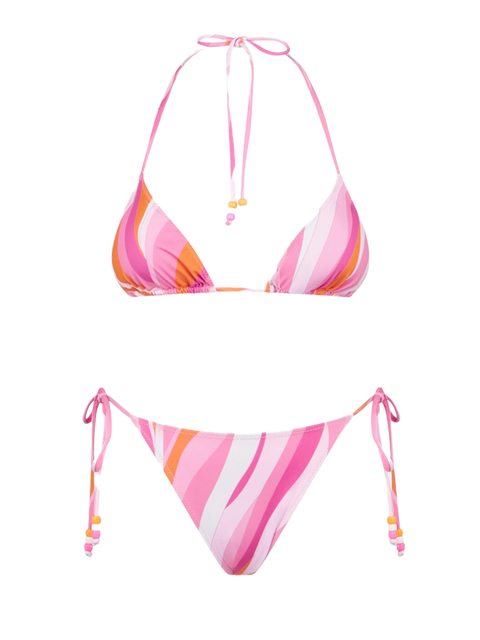 Woman triangle bikini with shape wave print and charms - MC2 Saint Barth