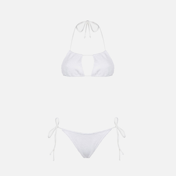 Bikini da donna a fascia bianco crinkle
