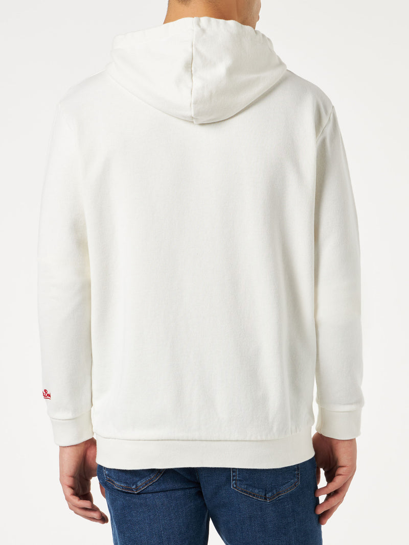 Man cotton sweatshirt with patch and embroidery