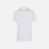 Boy white piquet polo with yellow fluo St. Barth logo