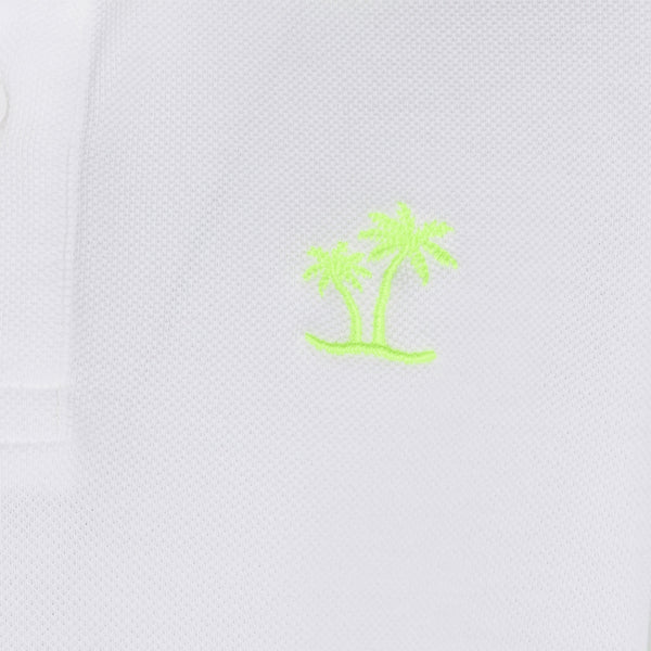 Weißes Piquet-Poloshirt für Jungen mit neongelbem St. Barth-Logo