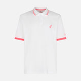 White piquet polo with palm embroidery