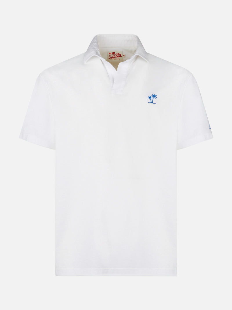 White cotton jersey man polo