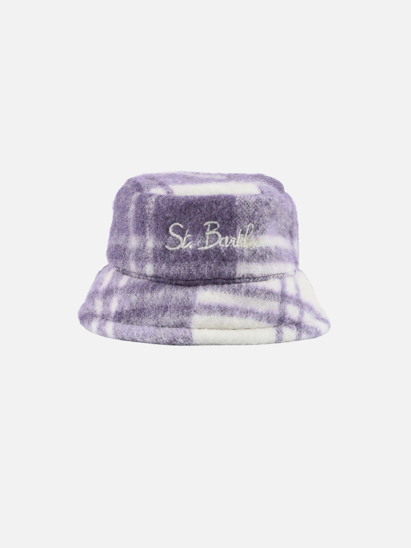 Woman bucket hat with tartan print