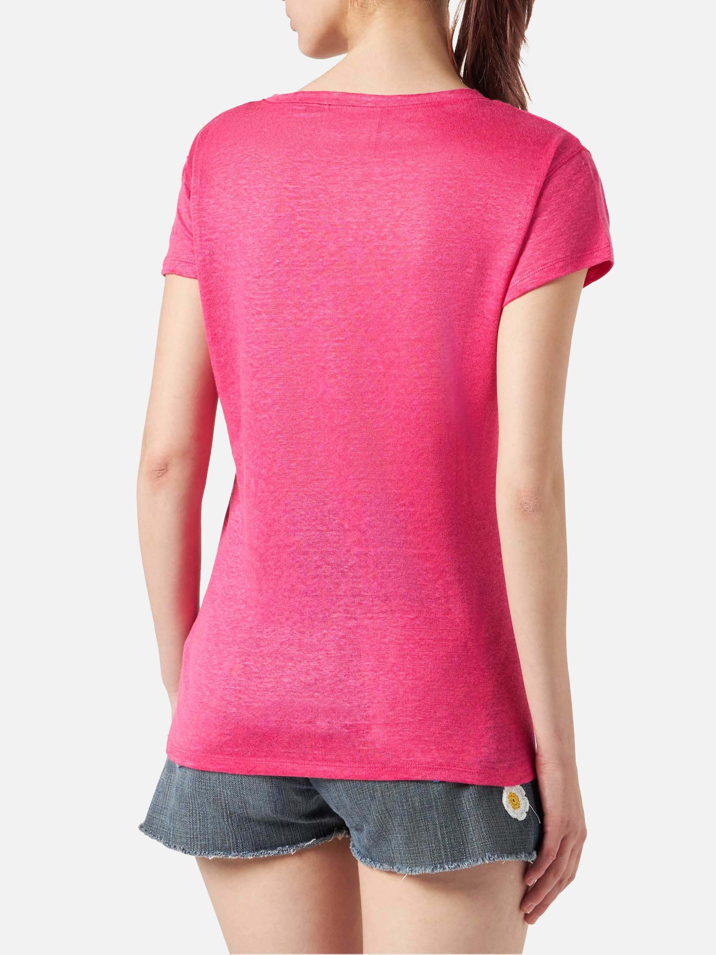 Woman fuchsia linen t-shirt - MC2 Saint Barth