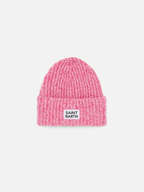 Girl pink mouliné beanie with Saint Barth embroidery - MC2 Saint Barth