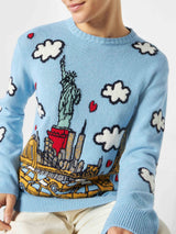 Maglione da donna girocollo con cartolina di New York