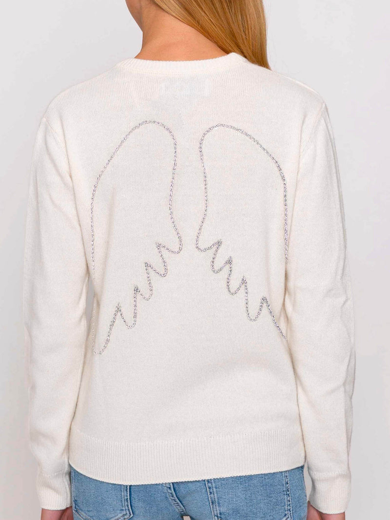 Woman sweater with Angel Wings embroidery