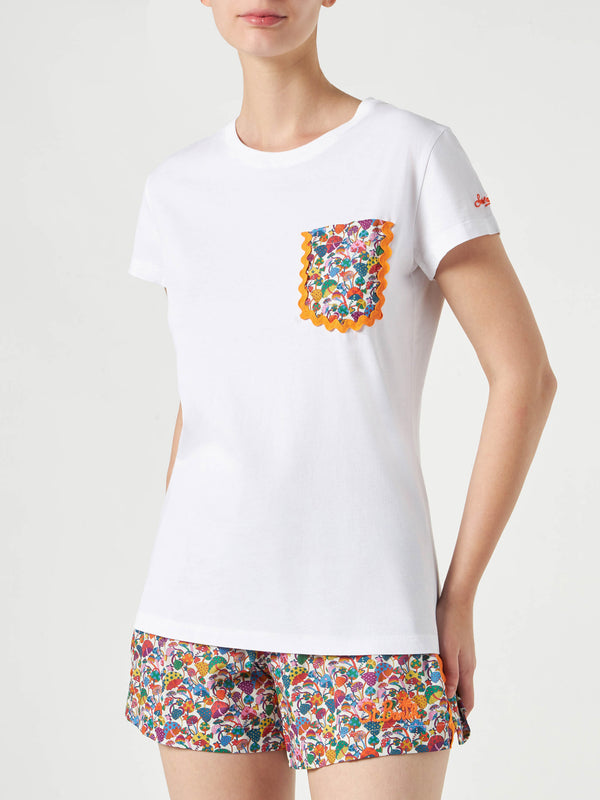 T-shirt da donna in cotone con taschino