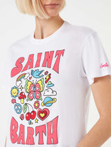 Woman cotton t-shirt with Saint Barth print