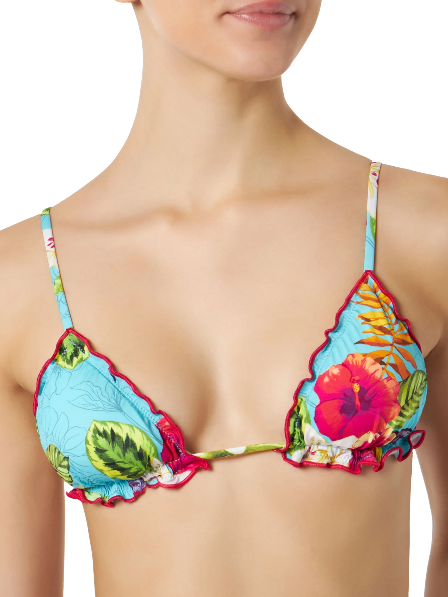 Woman triangle top with Ibiscus print