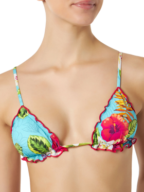Woman triangle top with Ibiscus print