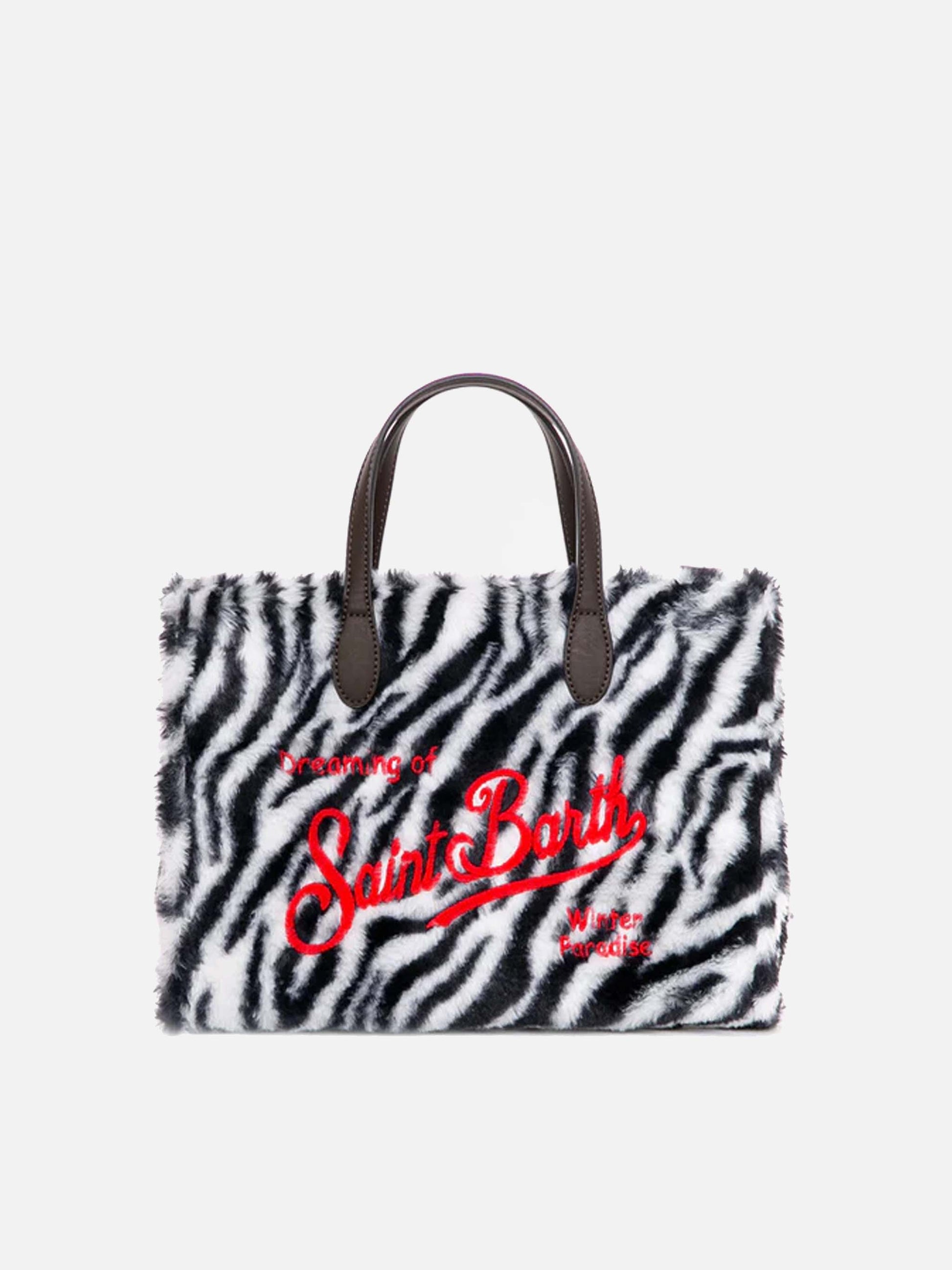 Zebra teddy fabric Vivian handbag - MC2 Saint Barth