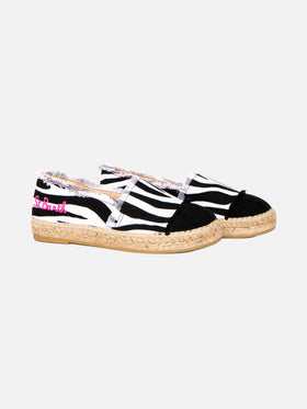 Zebra print canvas espadrillas with embroidery - MC2 Saint Barth