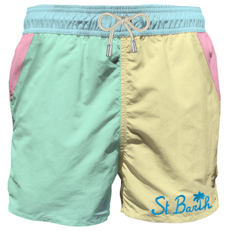 Man multicolor swim shorts with pocket