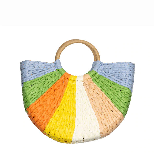 Straw bag round handle sale