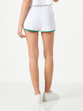 Terry cotton short pants with piping
