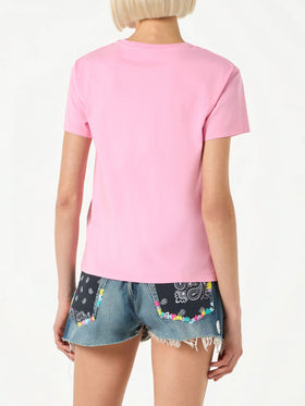 Woman cotton t-shirt with Fiorucci print | FIORUCCI SPECIAL EDITION - MC2 Saint Barth