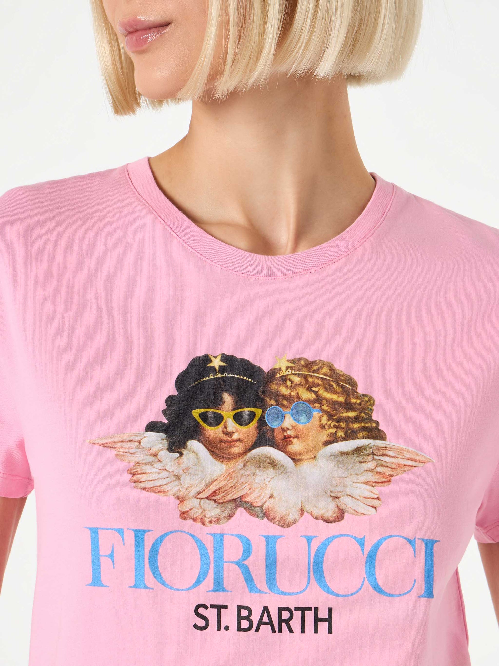 Woman cotton t-shirt with Fiorucci print | FIORUCCI SPECIAL EDITION - MC2 Saint Barth
