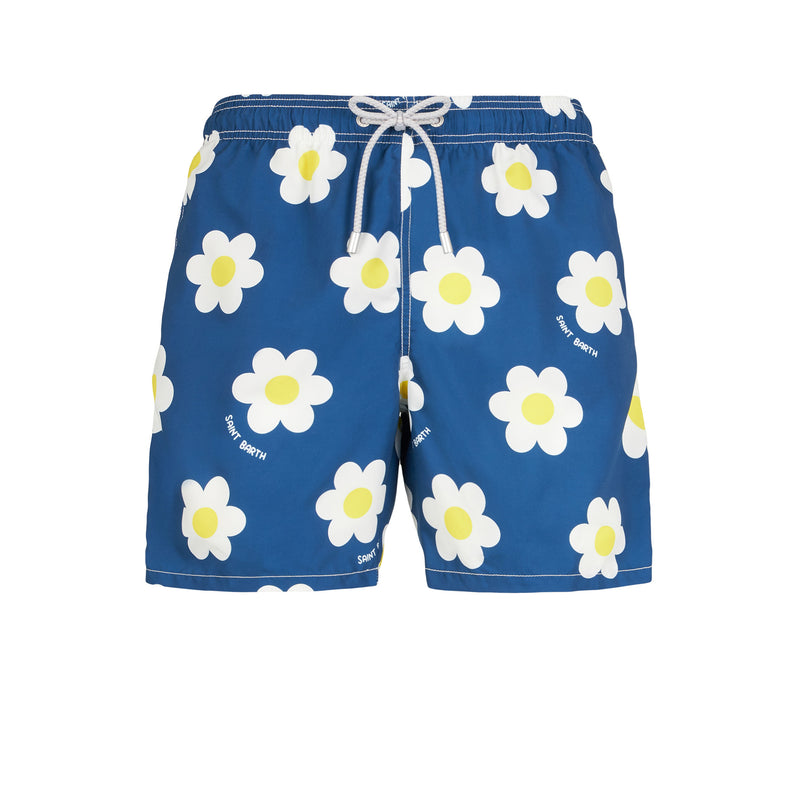 Klassische Herren-Badeshorts mit Gänseblümchen-Print