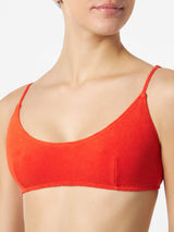 Woman orange terry bralette swimsuit