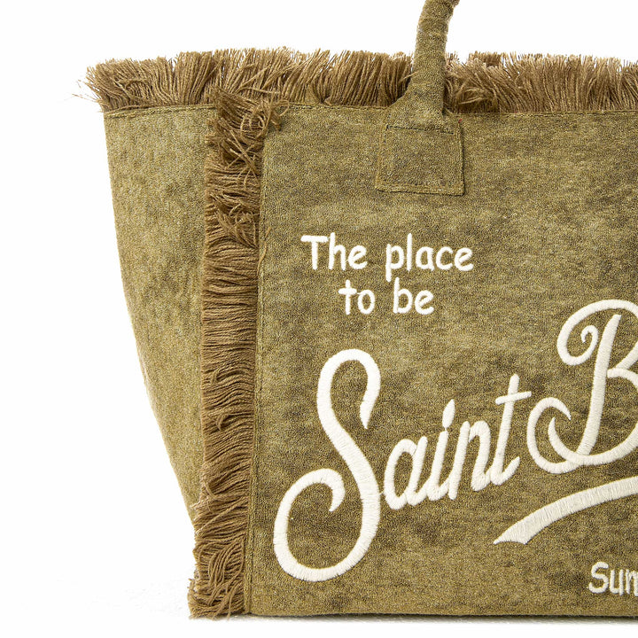 Vanity military green terry shoulder bag