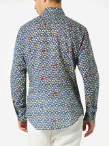 Sikelia-Hemd aus Musselin-Baumwolle für Herren mit Palmenprint