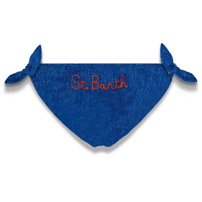 Girl denim swim briefs with strawberry patch - MC2 Saint Barth