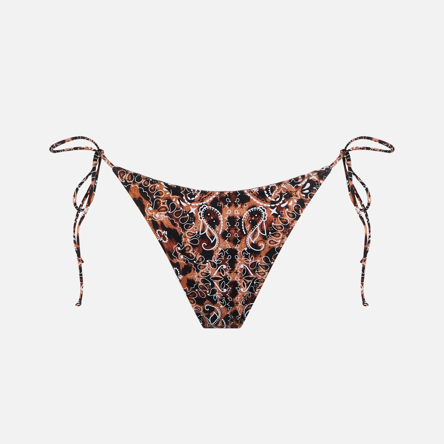 Woman cheeky swim briefs with leo bandanna print