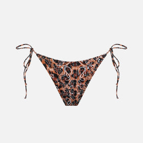 Woman cheeky swim briefs with leo bandanna print