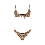 Woman bralette bikini with leopard print