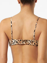 Sandfarbener Animalier-Print mit Knoten vorne