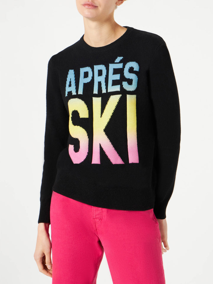 Maglione da donna Aprés Ski nero con scritta degrade