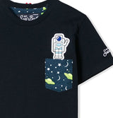 Jungen-T-Shirt mit Tasche mit Astronauten-Aufdruck