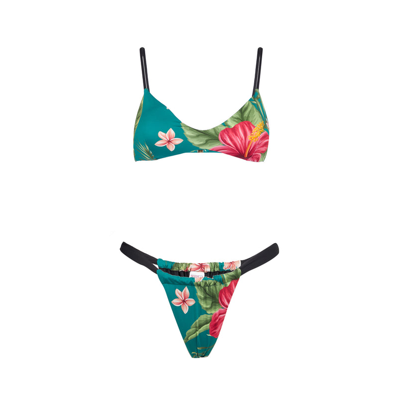 Bikini da donna a fascia con stampa tropicale