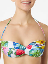 Top a fascia con stampa tropicale