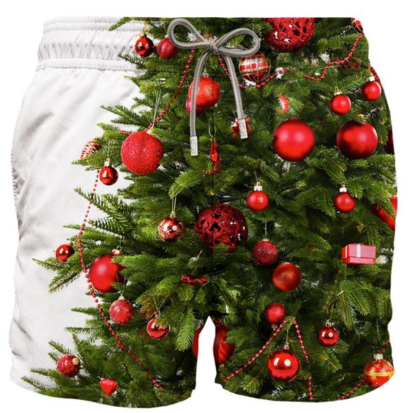 Badeshorts mit Weihnachtsbaum-Fotodruck