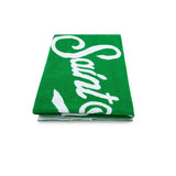 Soft terry beach towel with green frame