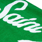 Soft terry beach towel with green frame
