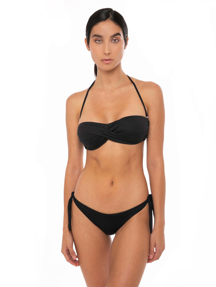 Gekreuzter Bandeau-Bikini in Schwarz