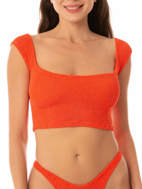 Woman crinkle wide shoulder strap top swimsuit - MC2 Saint Barth
