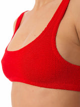 Roter Damen-Badeanzug mit Bralette-Oberteil in Crinkle-Optik