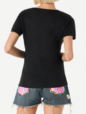 Woman black linen t-shirt - MC2 Saint Barth