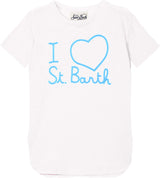 Leinen-T-Shirt mit Love St. Barth-Stickerei