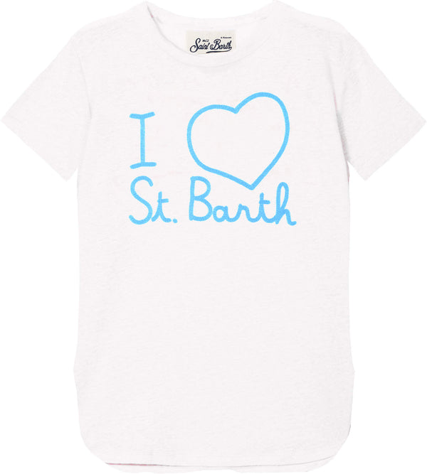 Linen t-shirt with Love St. Barth embroidery