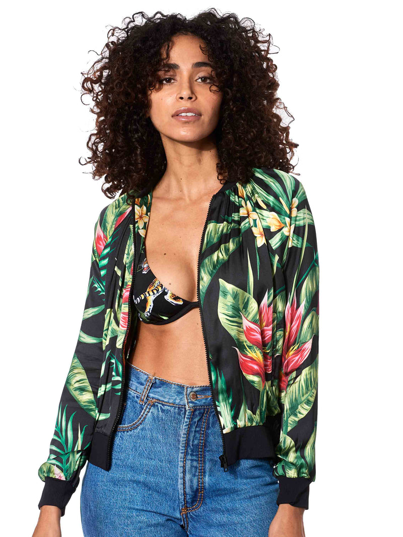 Tropical Print Bomber Jacket